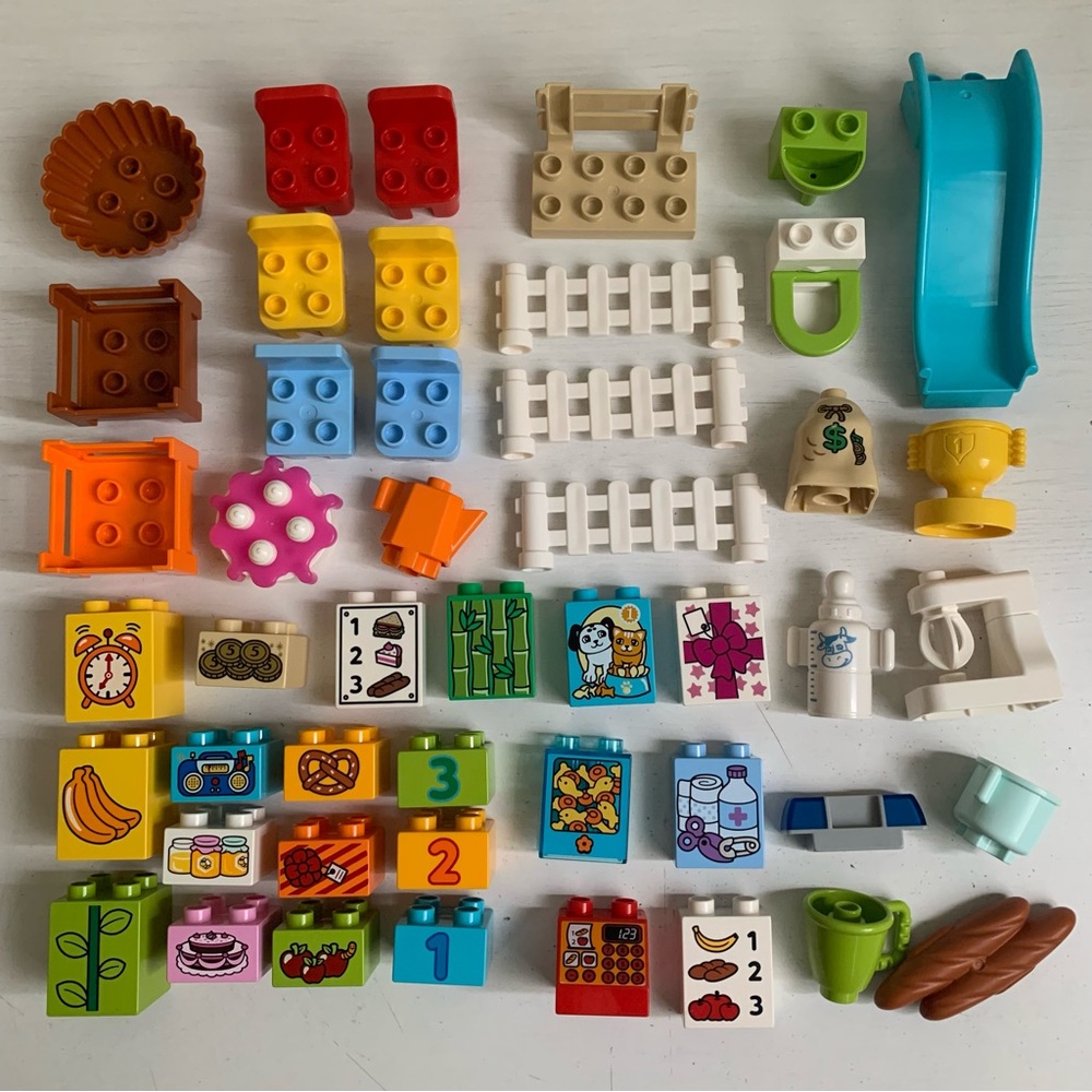Lego Duplo 47pc Lot - Printed Bricks Blocks Accessories